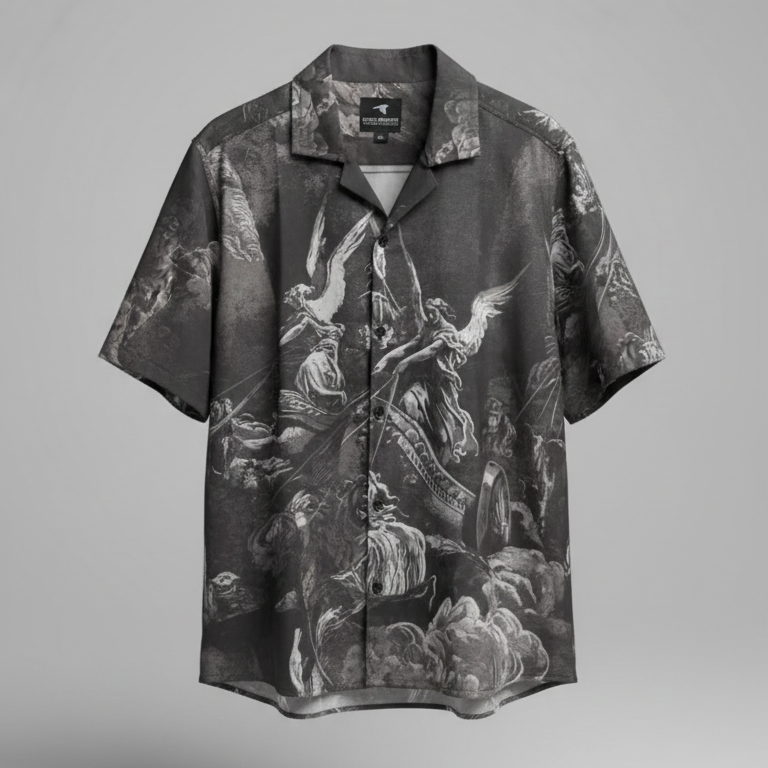 Celestial Odyssey | Monochrome Graphic Resort Shirt