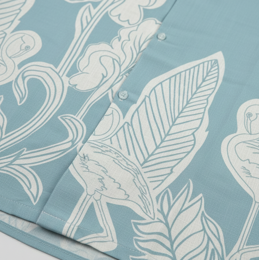 Men's blue flamingo & Floral Print full sleeve shirt