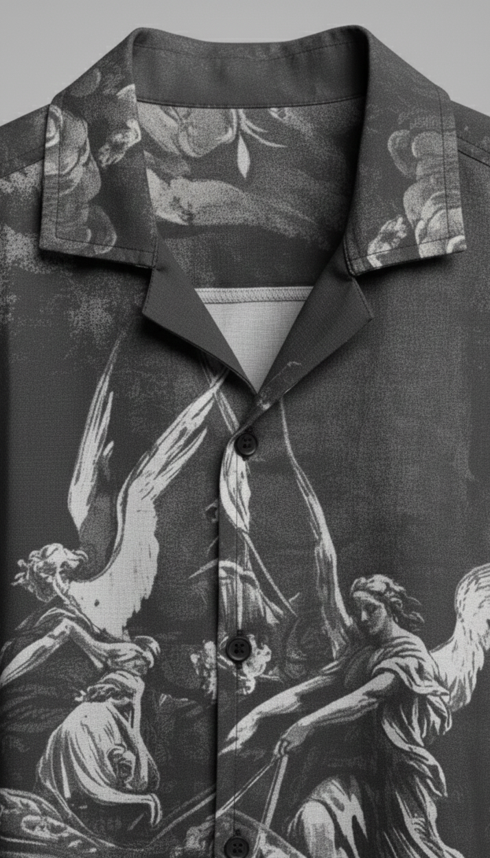 Celestial Odyssey | Monochrome Graphic Resort Shirt