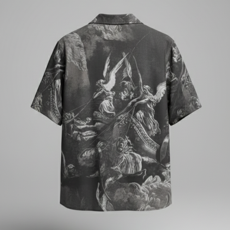 Celestial Odyssey | Monochrome Graphic Resort Shirt