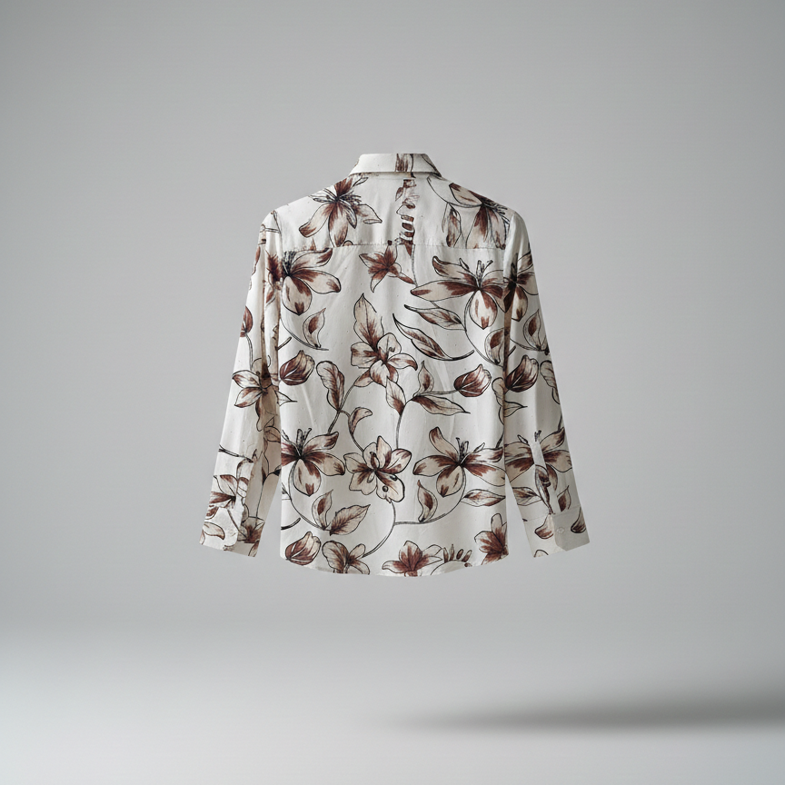 Floral patterned shirt on a gray background