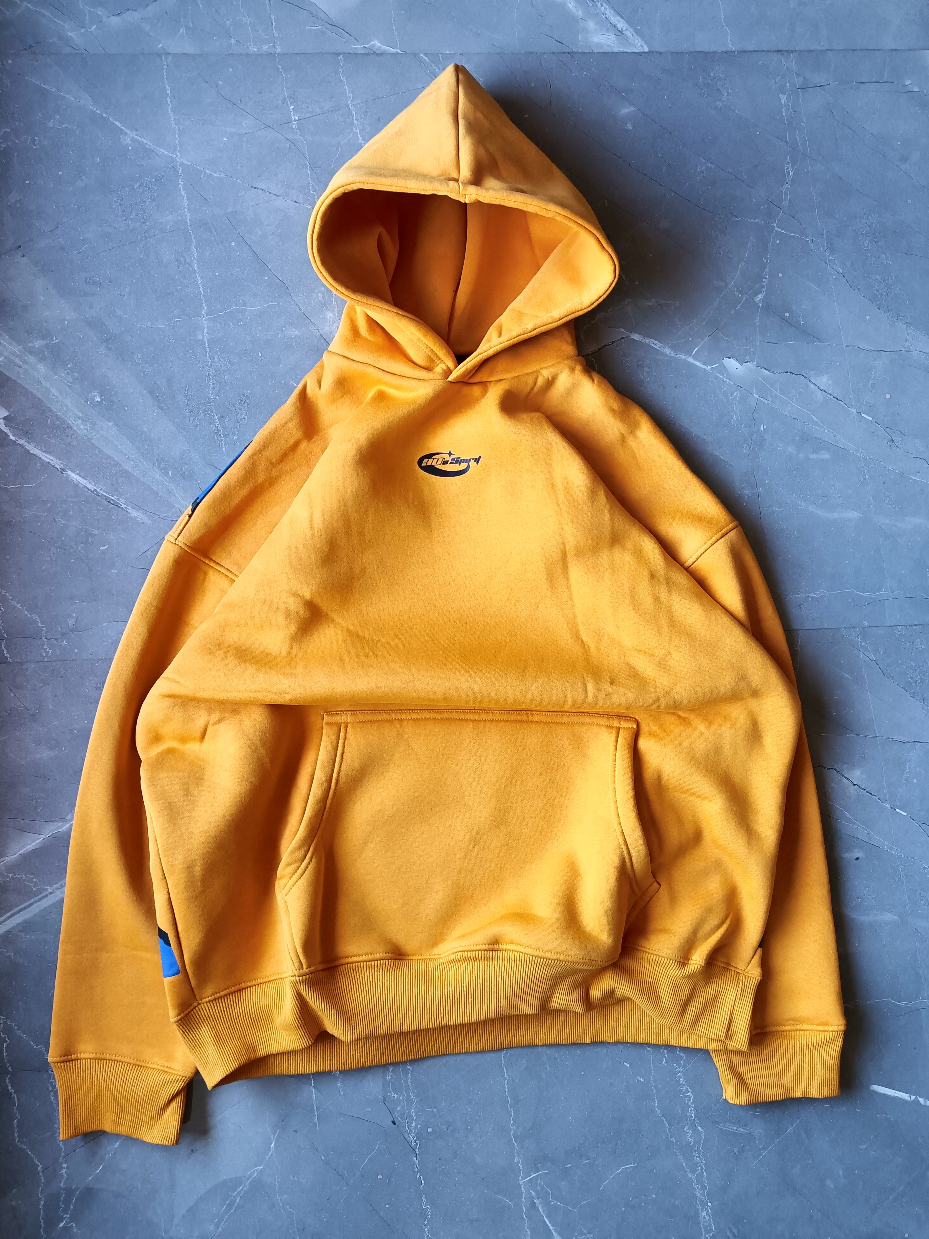 Yellow Oversized Back print Hoodie