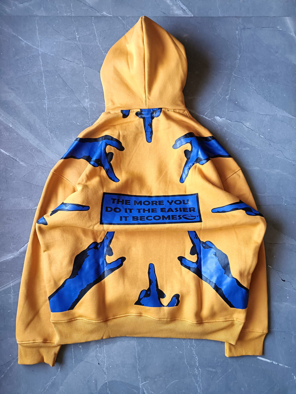 Yellow Oversized Back print Hoodie