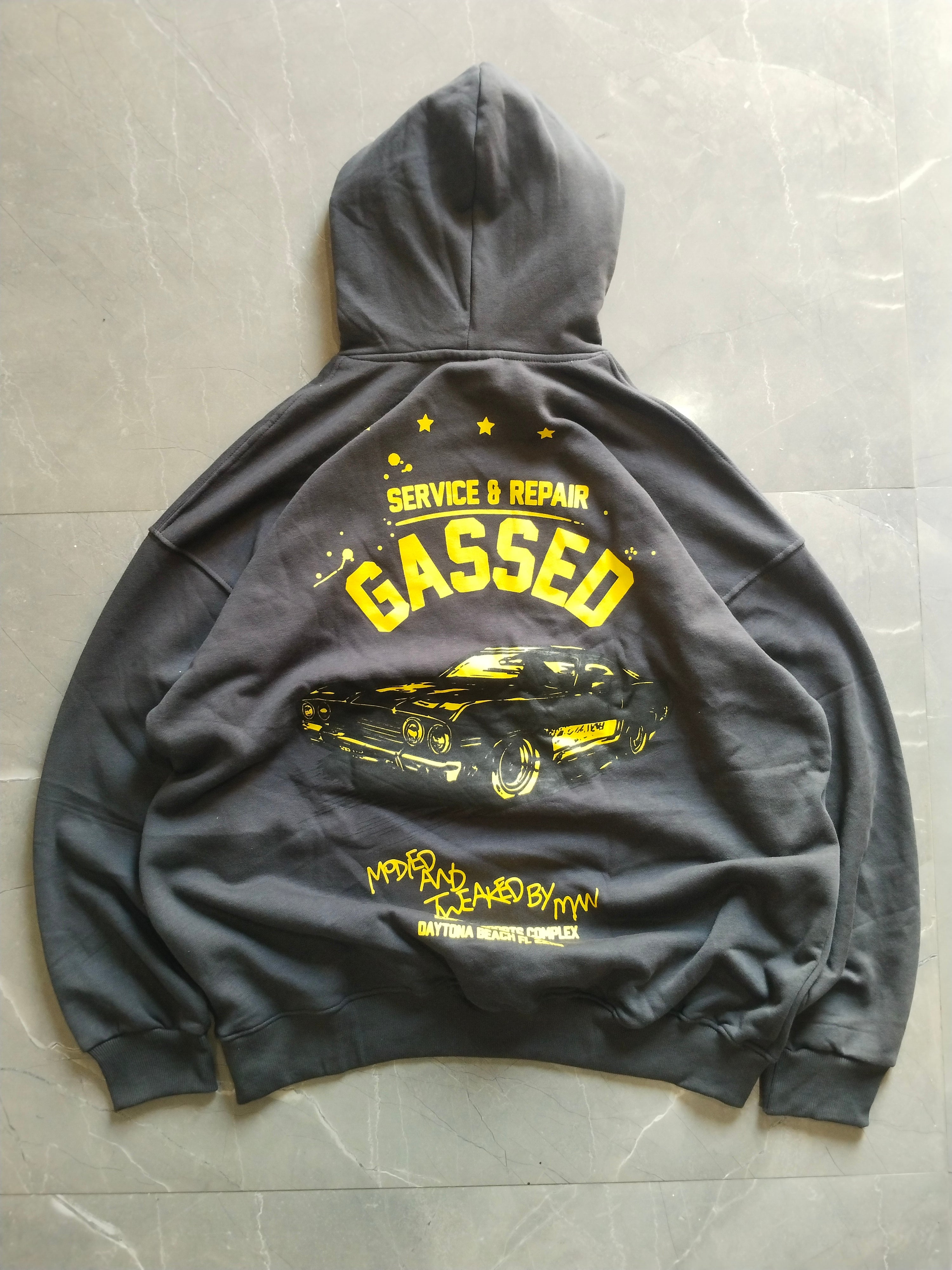 Charcoal grey Oversized back printed hoodie