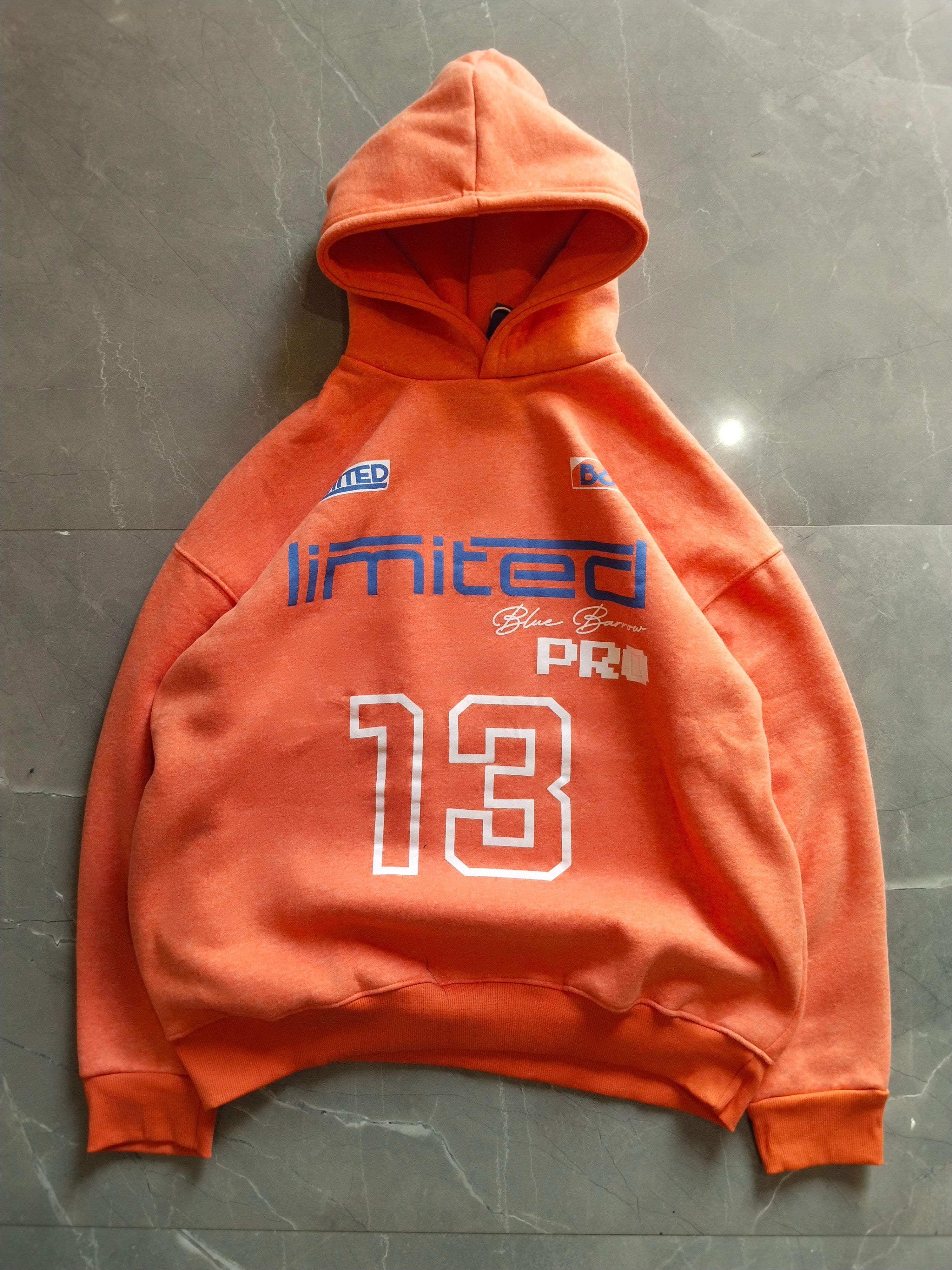 Orange back and front printed oversized hoodie