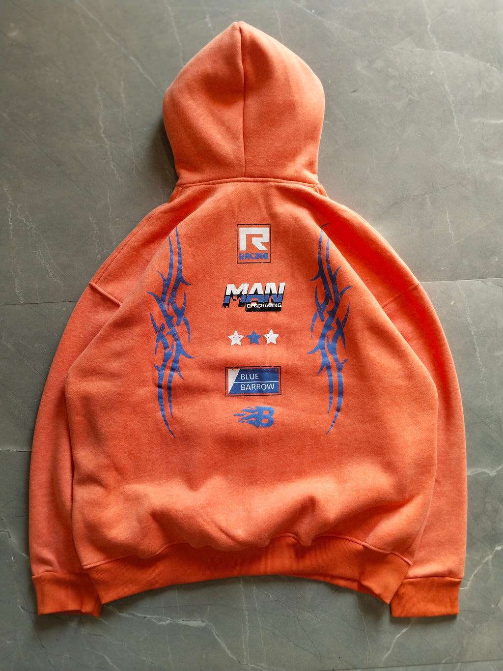 Orange back and front printed oversized hoodie