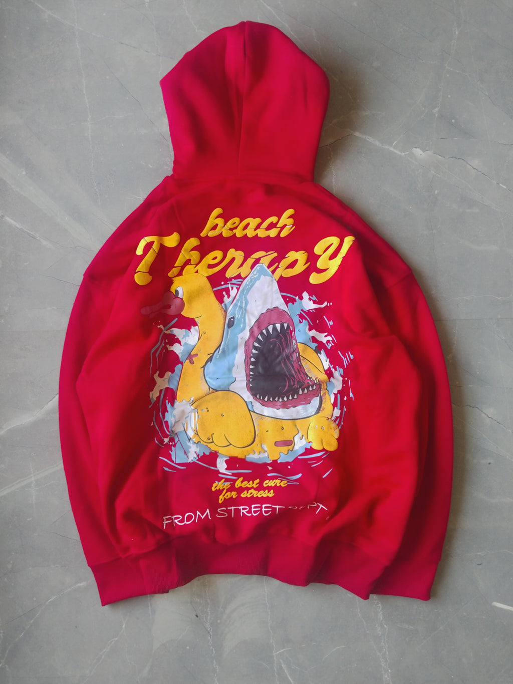 Red oversized back printed hoodie