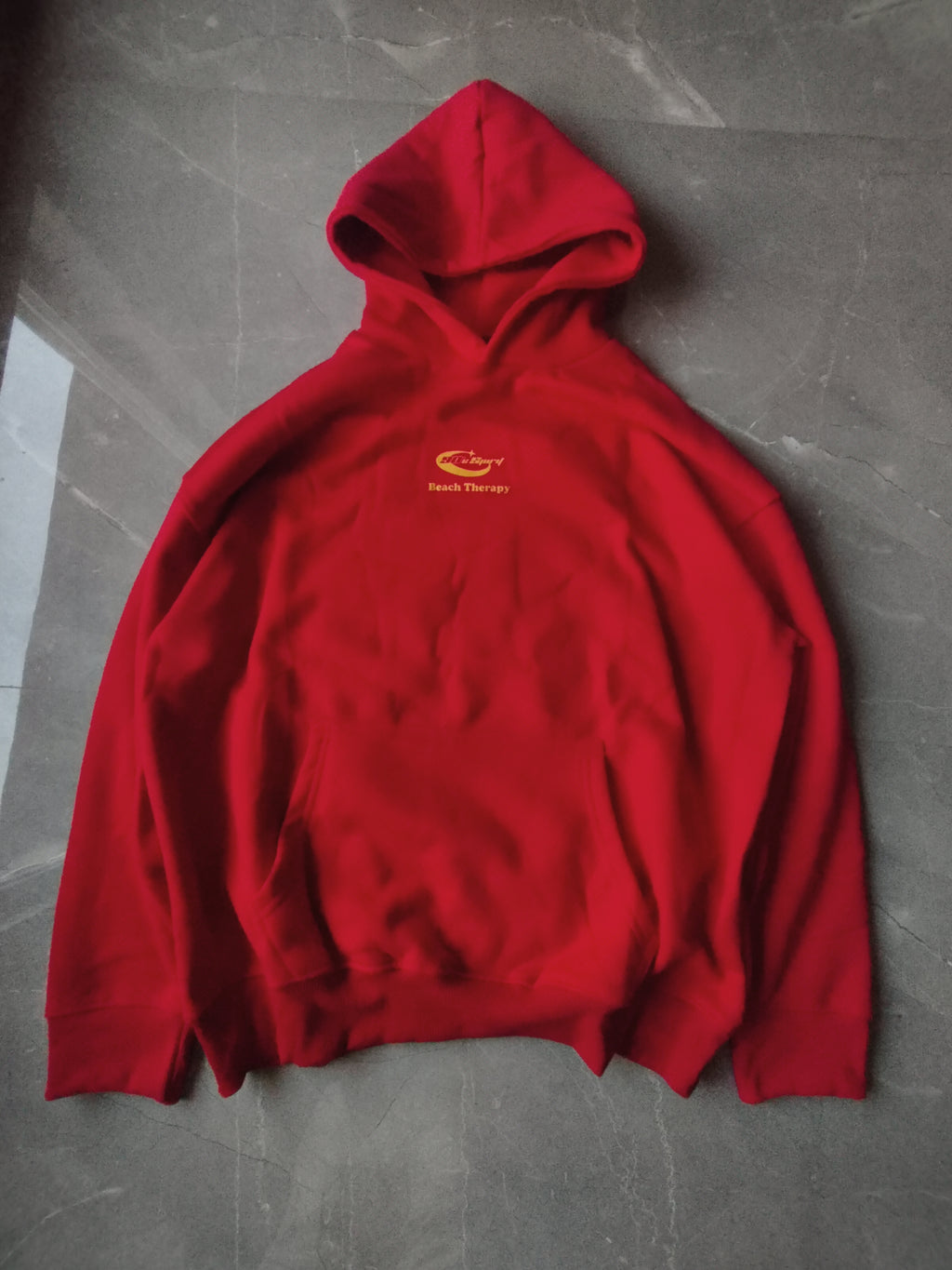 Red oversized back printed hoodie