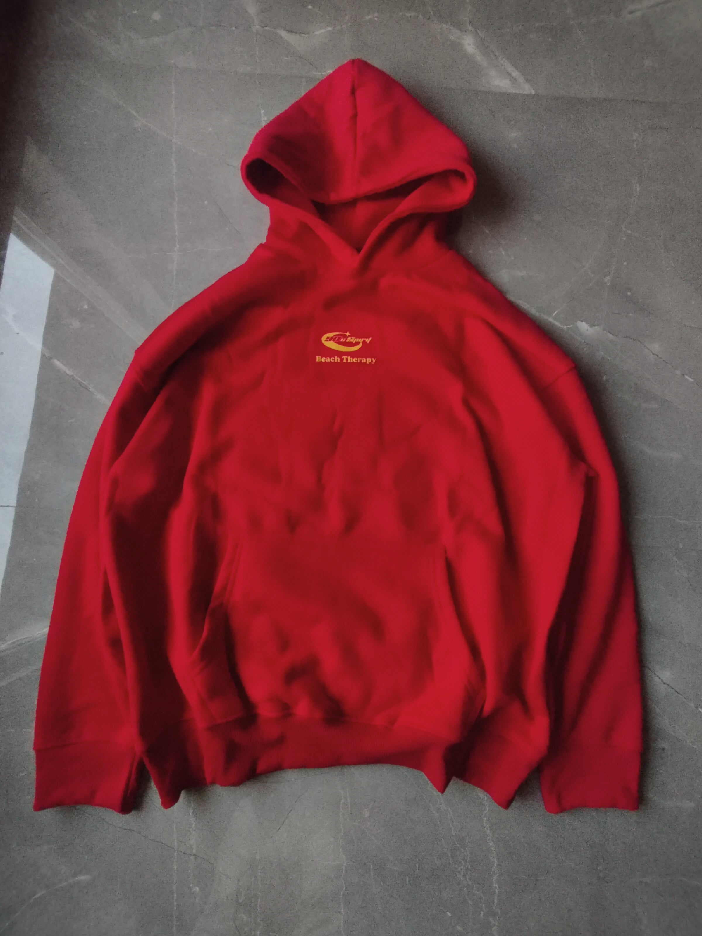Red oversized back printed hoodie
