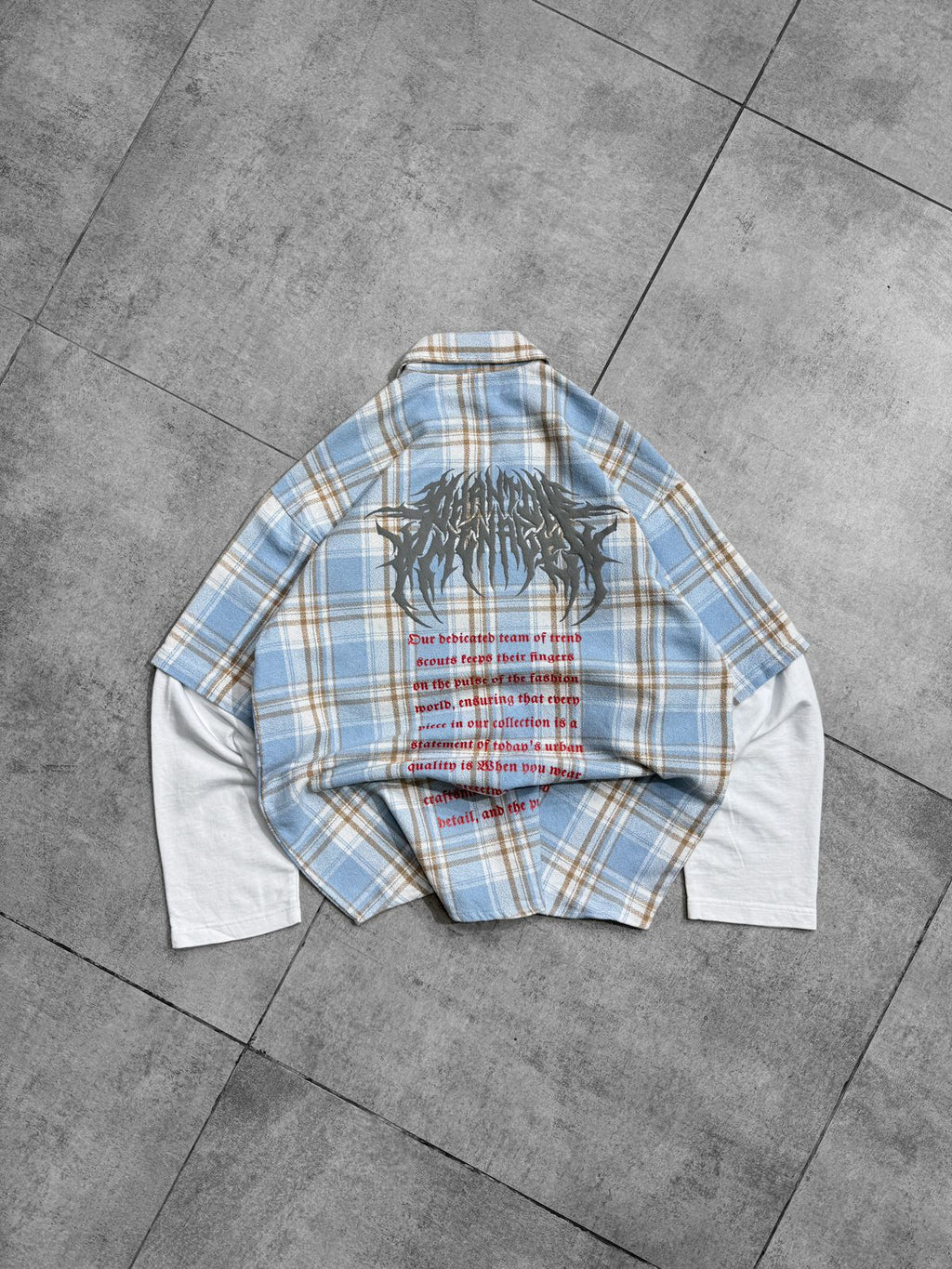 Death metal puff Back-print drop shoulder shirt
