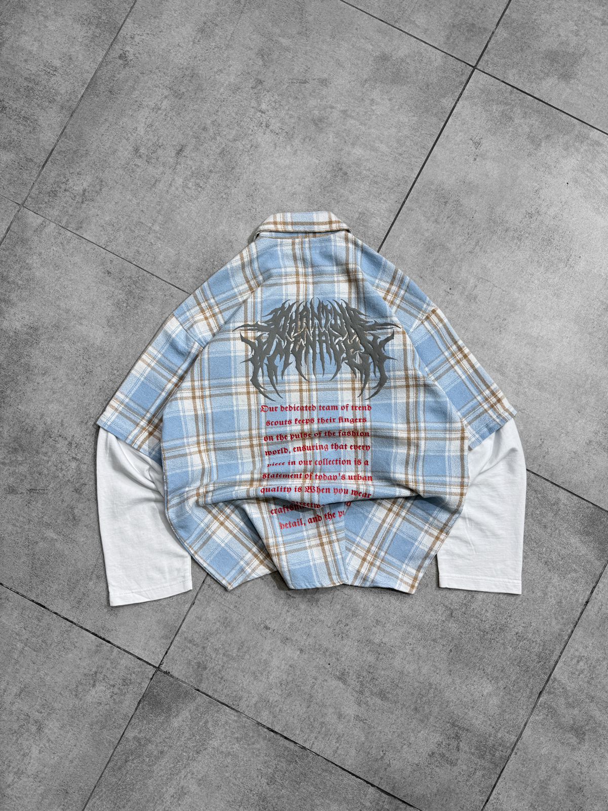 Death metal puff Back-print drop shoulder shirt