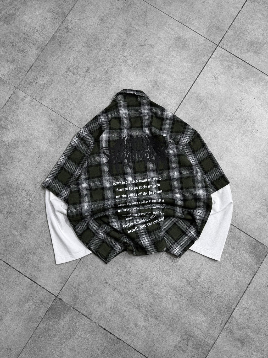 Death metal puff Back-print drop shoulder shirt