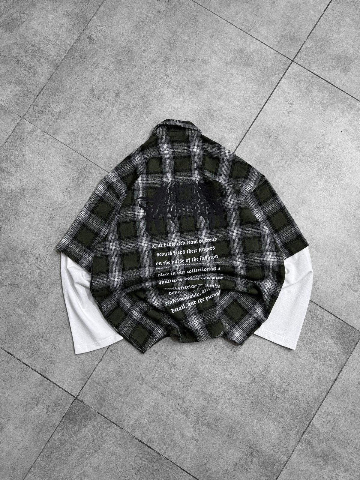Death metal puff Back-print drop shoulder shirt