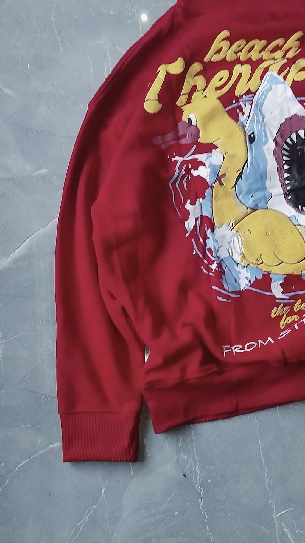 Red oversized back printed hoodie