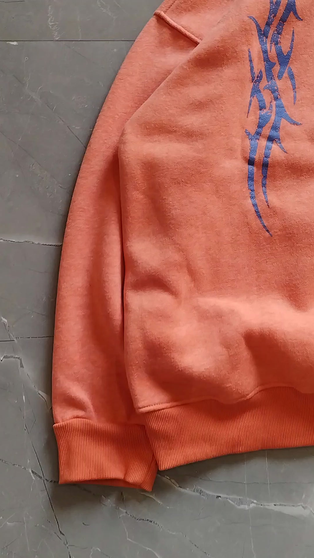 Orange back and front printed oversized hoodie