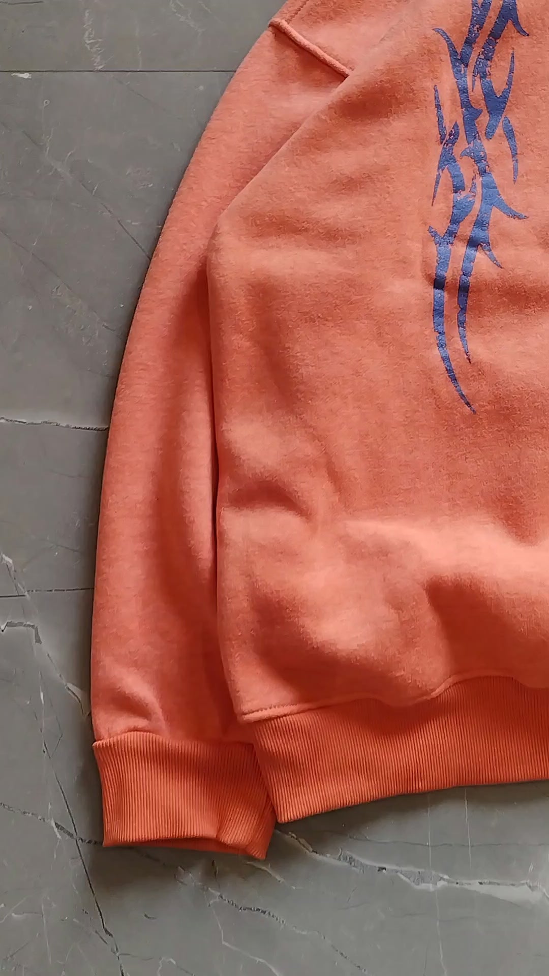 Orange back and front printed oversized hoodie